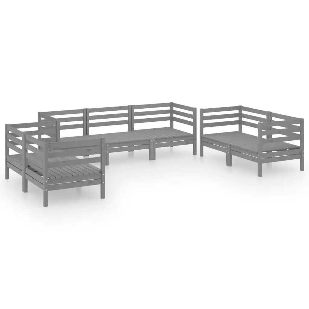 7 Piece Garden Lounge Set Grey Solid Pinewood 3082594