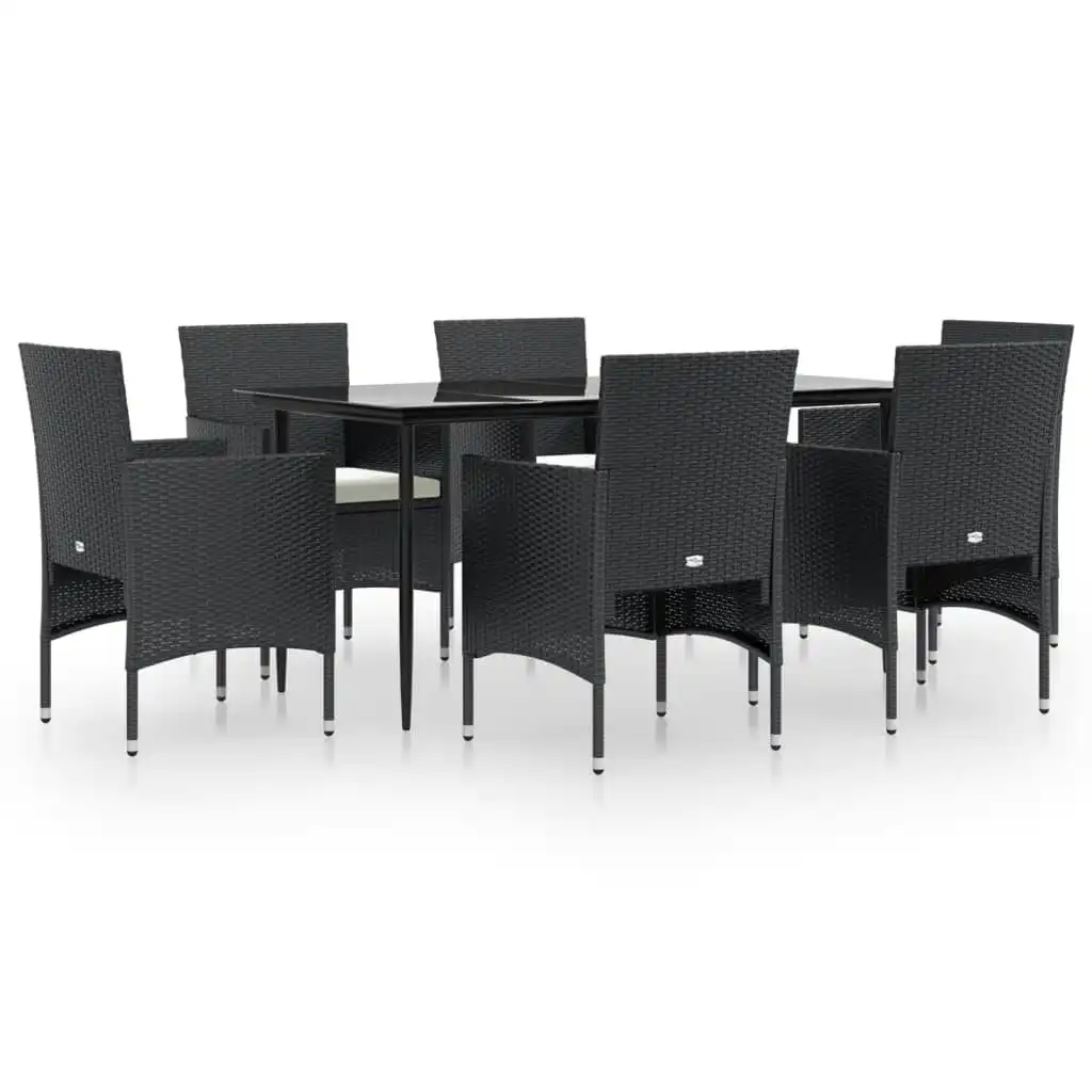 7 Piece Garden Dining Set with Cushions Black 3156617