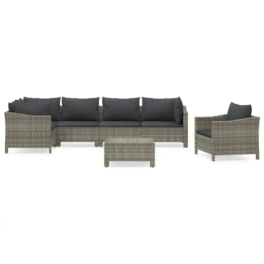 7 Piece Garden Lounge Set with Cushions Grey Poly Rattan 3187283