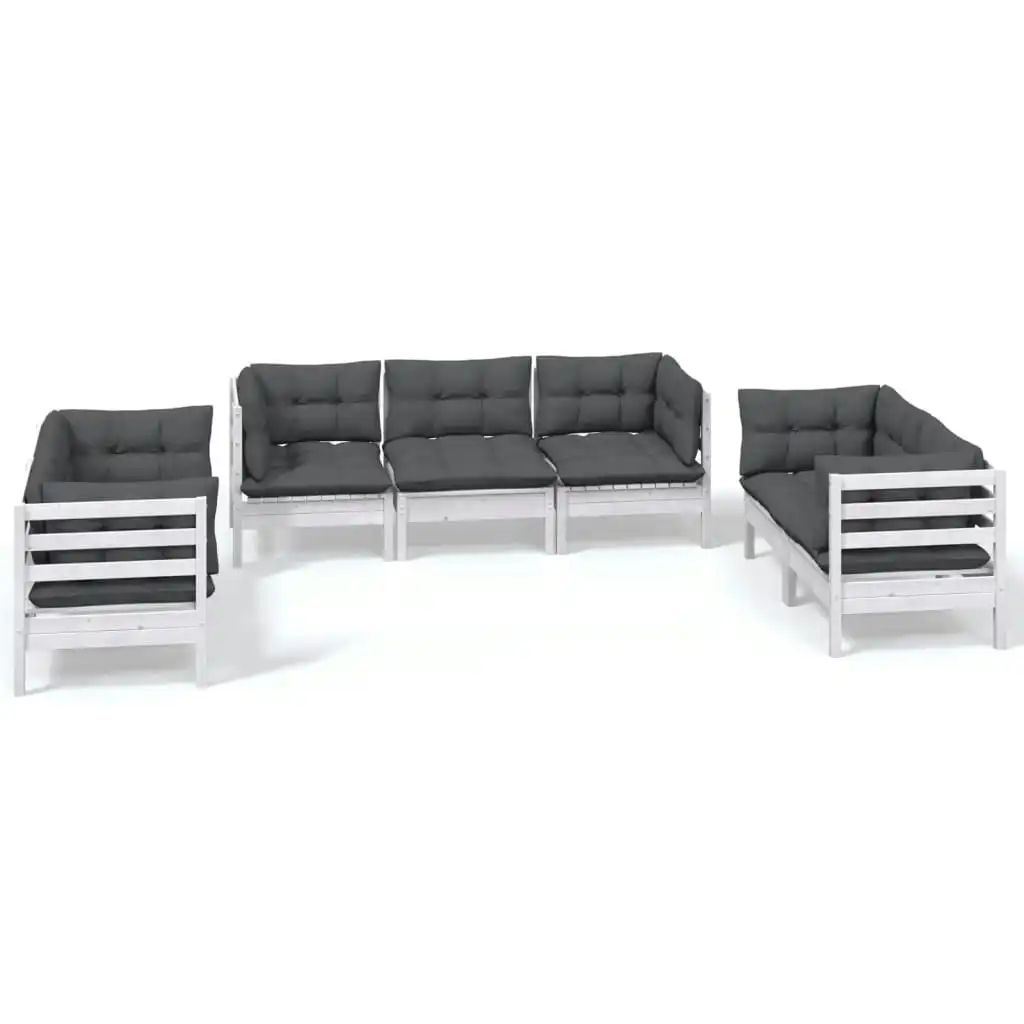 7 Piece Garden Lounge Set with Cushions Solid Pinewood 3096257