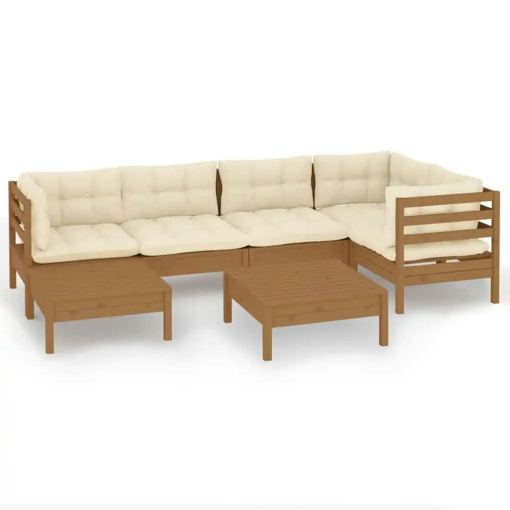 7 Piece Garden Lounge Set with Cushions Honey Brown Pinewood 3096547