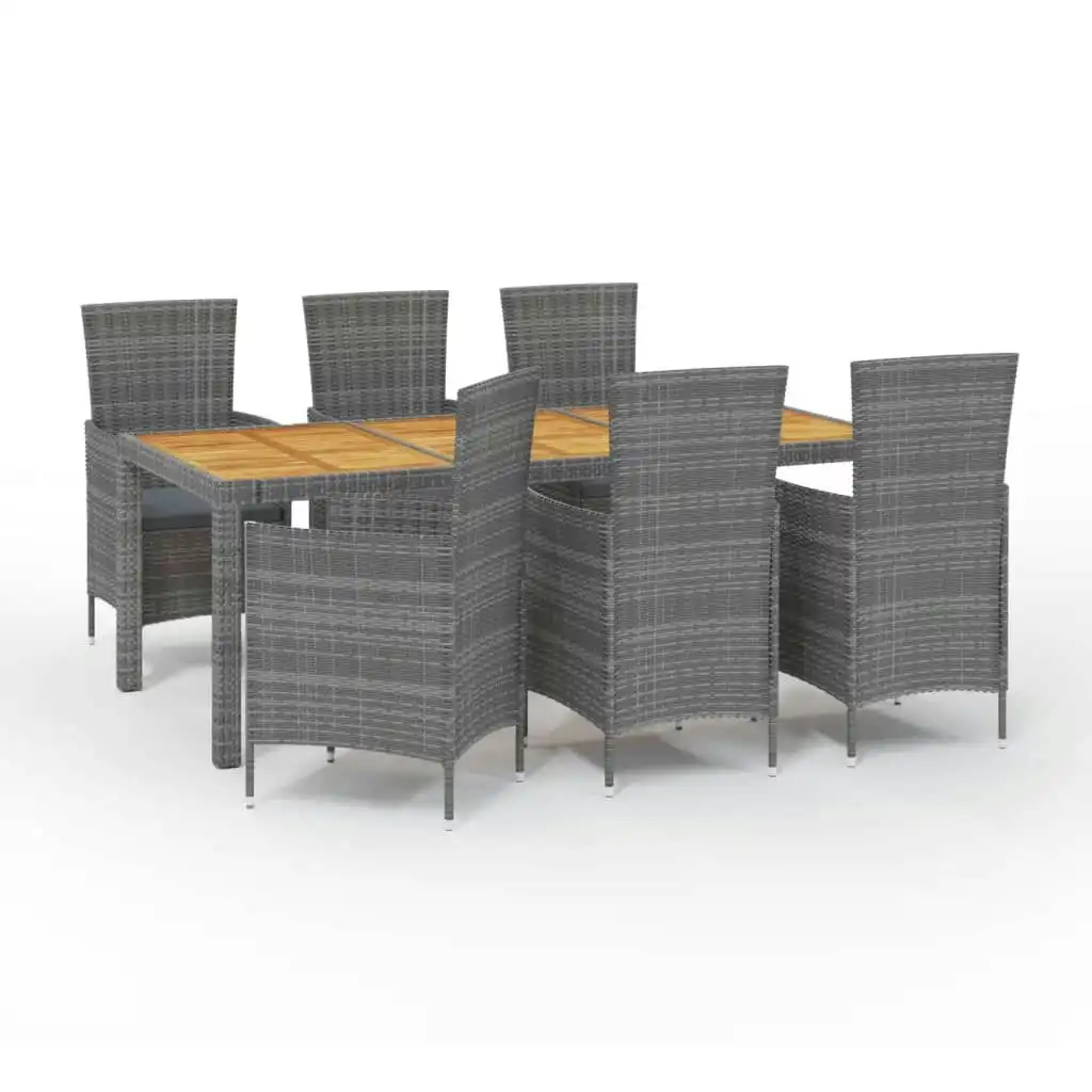 7 Piece Outdoor Dining Set with Cushions Poly Rattan Grey 3094891