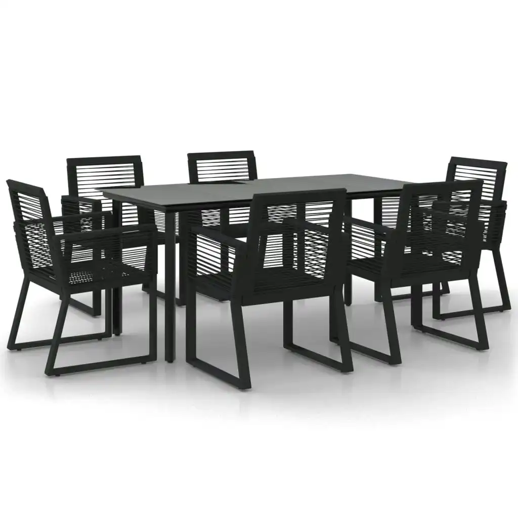 7 Piece Garden Dining Set Black PVC Rattan 3156545