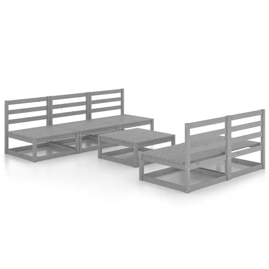 6 Piece Garden Lounge Set Grey Solid Pinewood 3075311