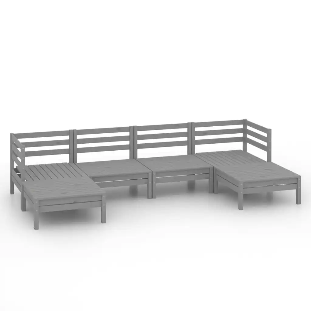 6 Piece Garden Lounge Set Grey Solid Pinewood 3083336