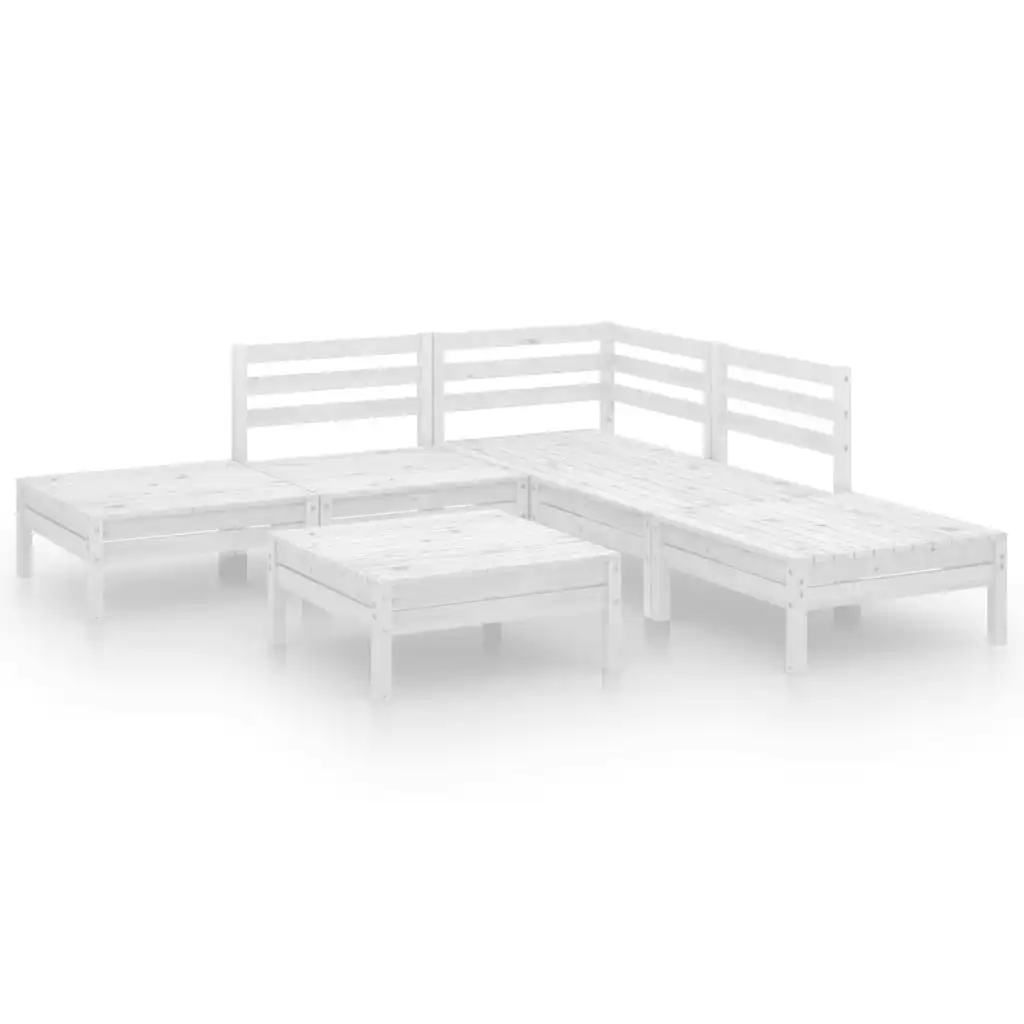 6 Piece Garden Lounge Set Solid Pinewood White 3082643