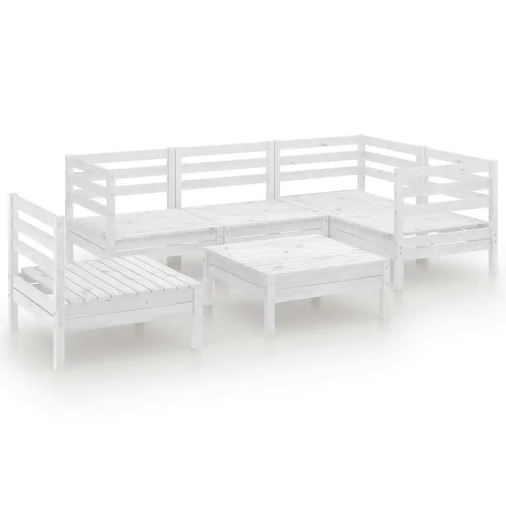 6 Piece Garden Lounge Set Solid Pinewood White 3082723