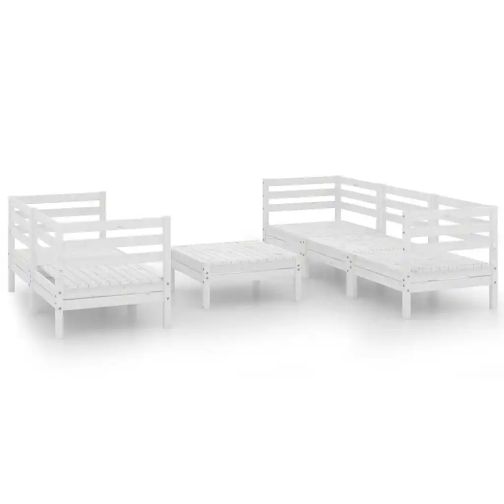 6 Piece Garden Lounge Set White Solid Pinewood 3082473