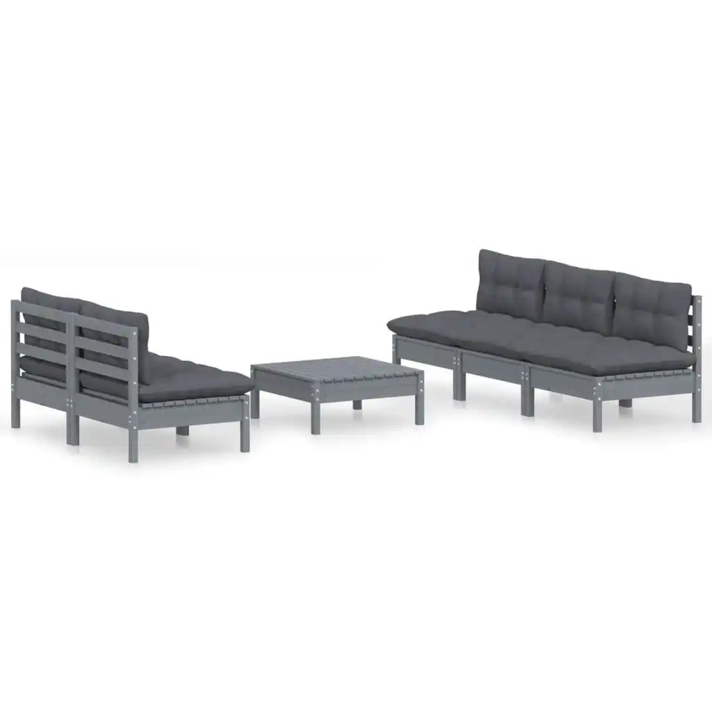 6 Piece Garden Lounge Set with Anthracite Cushions Pinewood 3096090