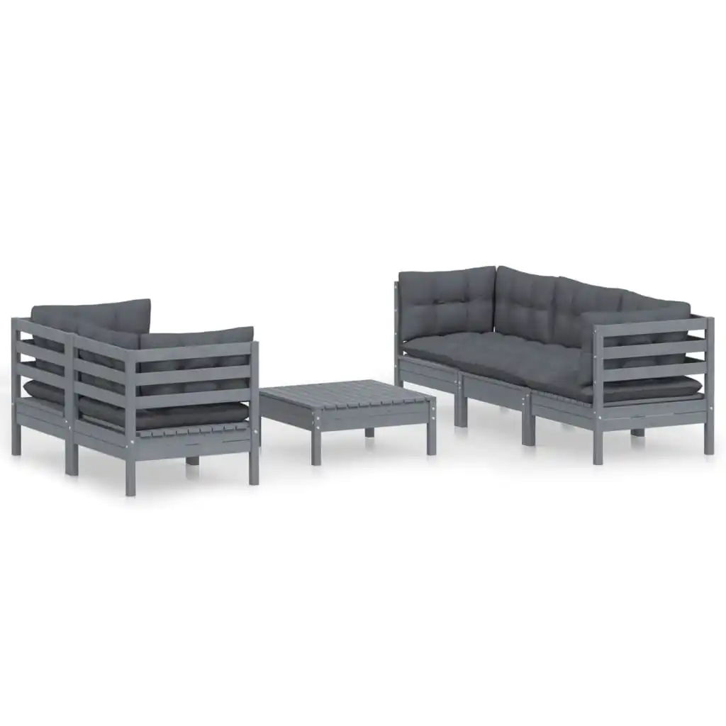 6 Piece Garden Lounge Set with Anthracite Cushions Pinewood 3096114