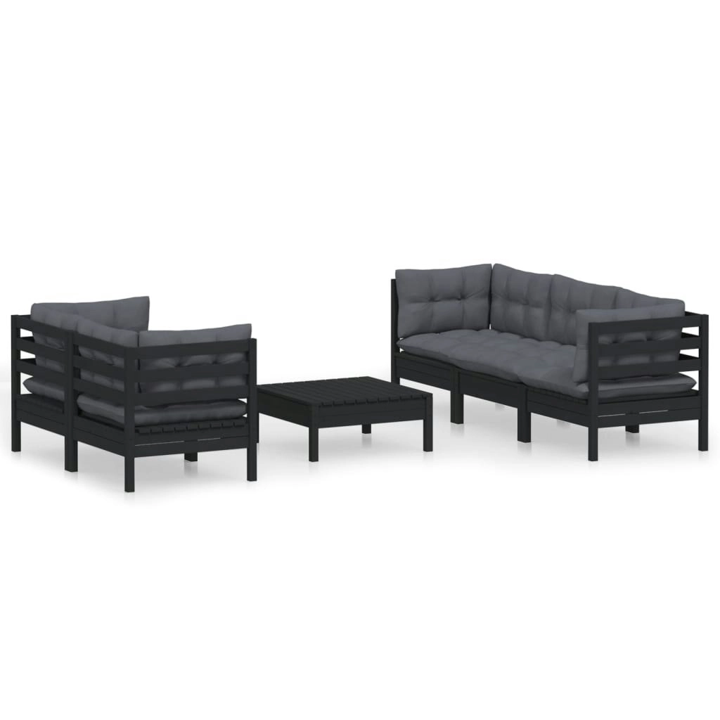 6 Piece Garden Lounge Set with Anthracite Cushions Pinewood 3096116