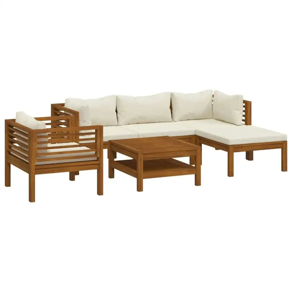 6 Piece Garden Lounge Set with Cream Cushion Solid Acacia Wood 3086928