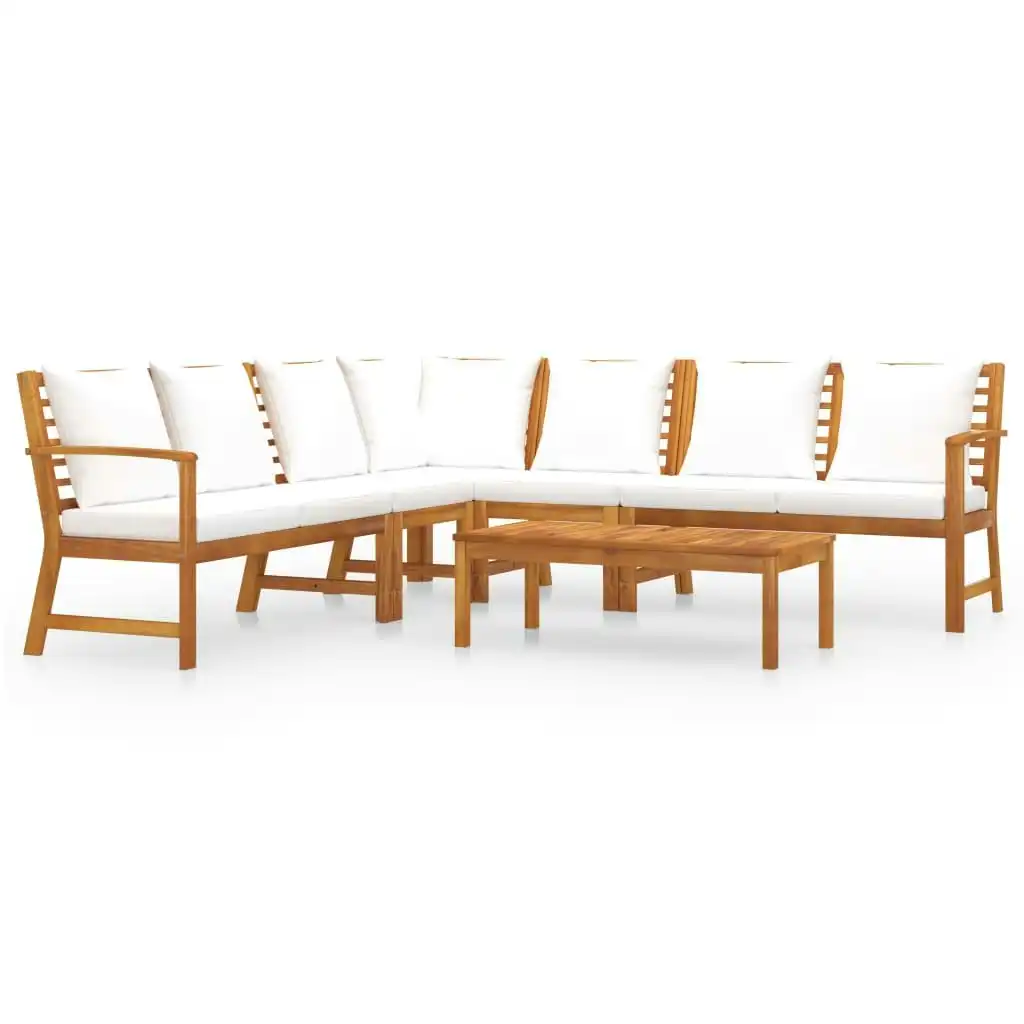 6 Piece Garden Lounge Set with Cushion Cream Solid Acacia Wood 3057774