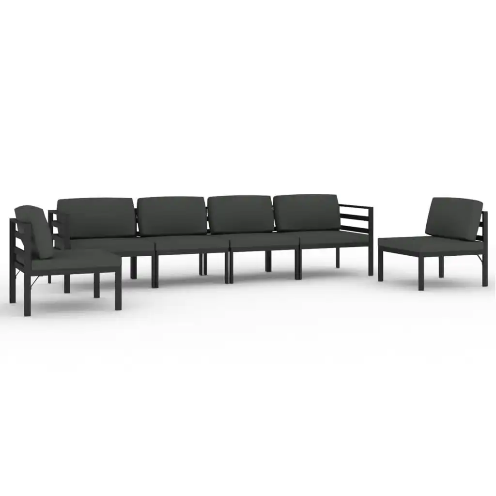 6 Piece Garden Lounge Set with Cushions Aluminium Anthracite 3107793