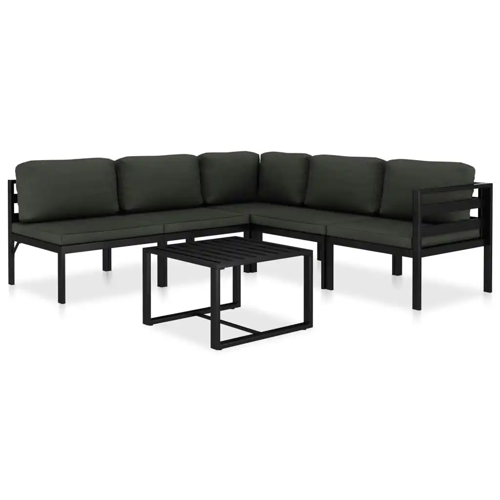 6 Piece Garden Lounge Set with Cushions Aluminium Anthracite 49230