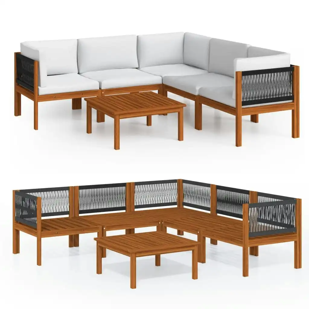 6 Piece Garden Lounge Set with Cushions Cream Solid Acacia Wood 3057888