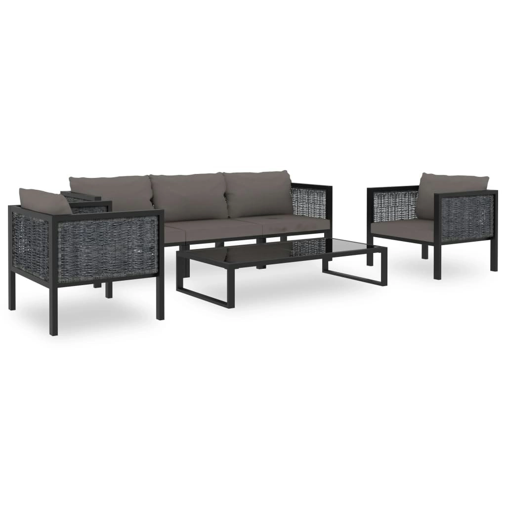 6 Piece Garden Lounge Set with Cushions Poly Rattan Anthracite 49407