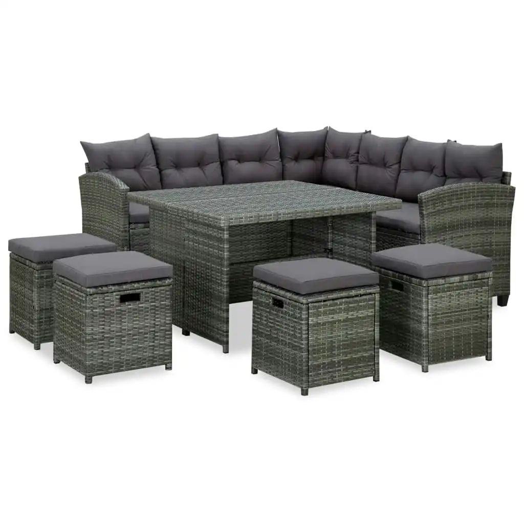 6 Piece Garden Lounge Set with Cushions Poly Rattan Black 316870