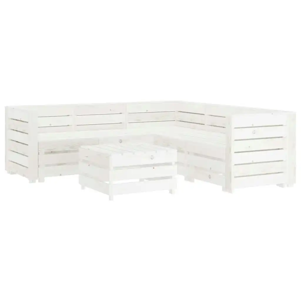 6 Piece Garden Lounge Set Pallets Wood White 3072311