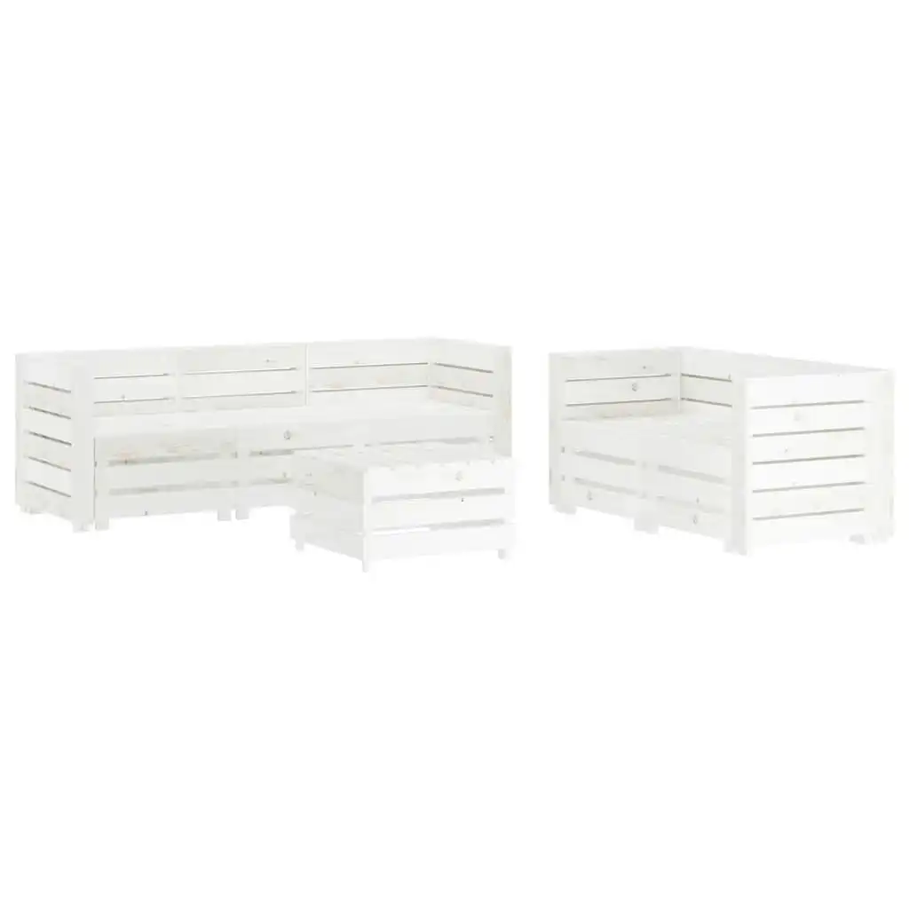 6 Piece Garden Lounge Set Pallets Wood White 3072312