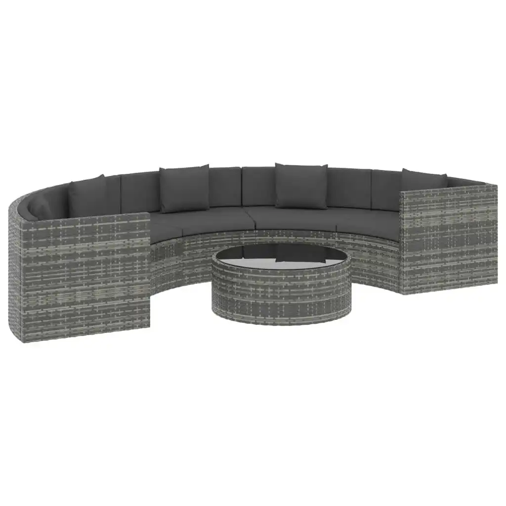 6 Piece Garden Lounge Set with Cushions Poly Rattan Grey 313133