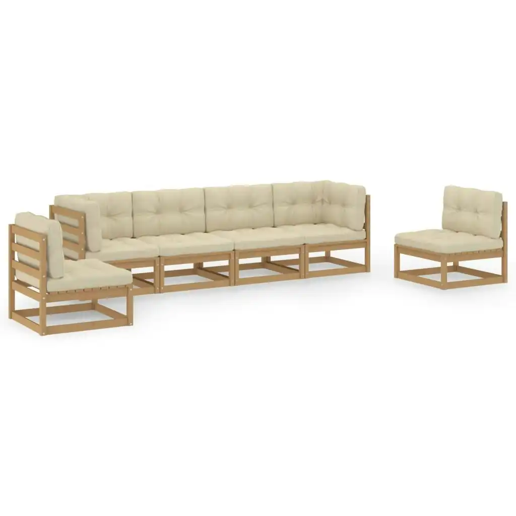 6 Piece Garden Lounge Set with Cushions Solid Pinewood 3076452