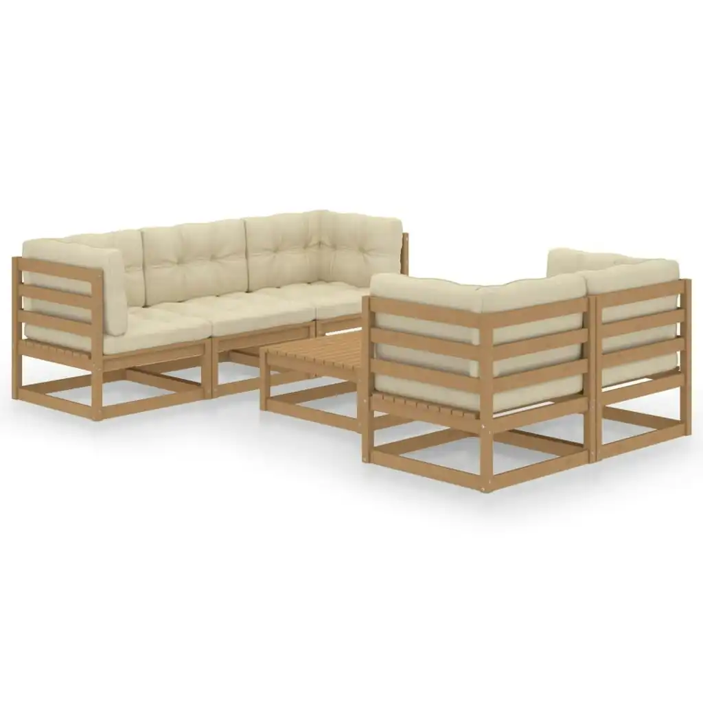 6 Piece Garden Lounge Set with Cushions Solid Pinewood 3076382