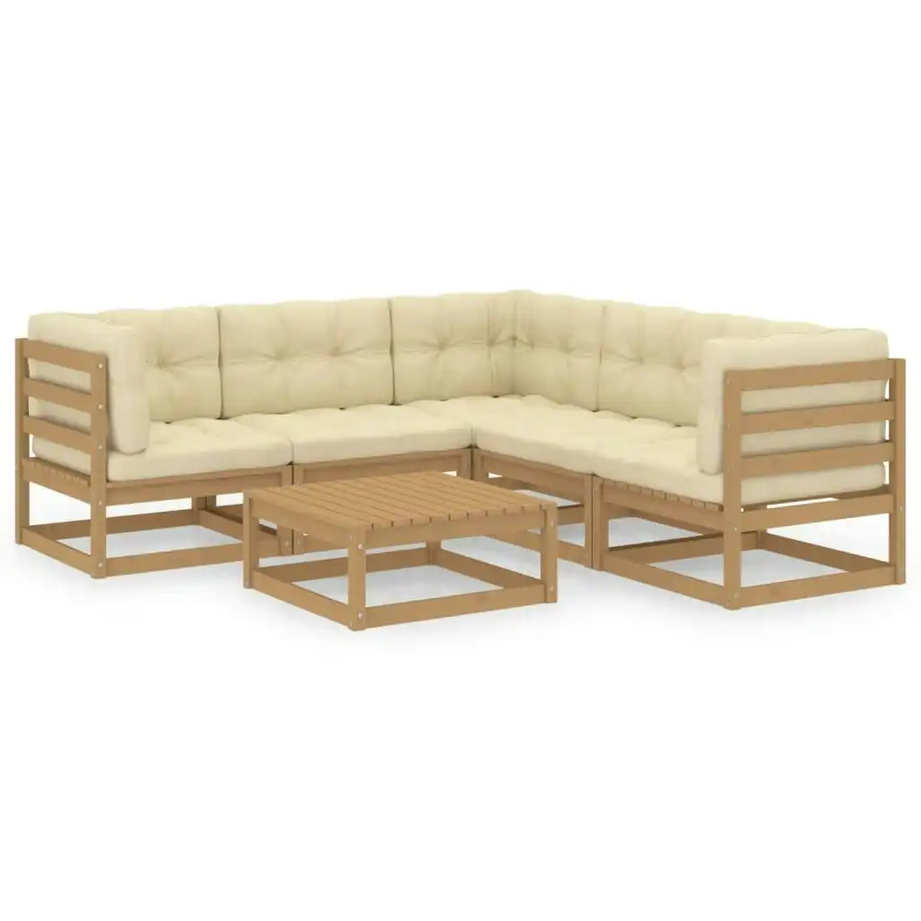 6 Piece Garden Lounge Set with Cushions Solid Pinewood 3076552