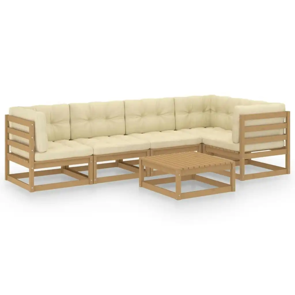 6 Piece Garden Lounge Set with Cushions Solid Pinewood 3076612