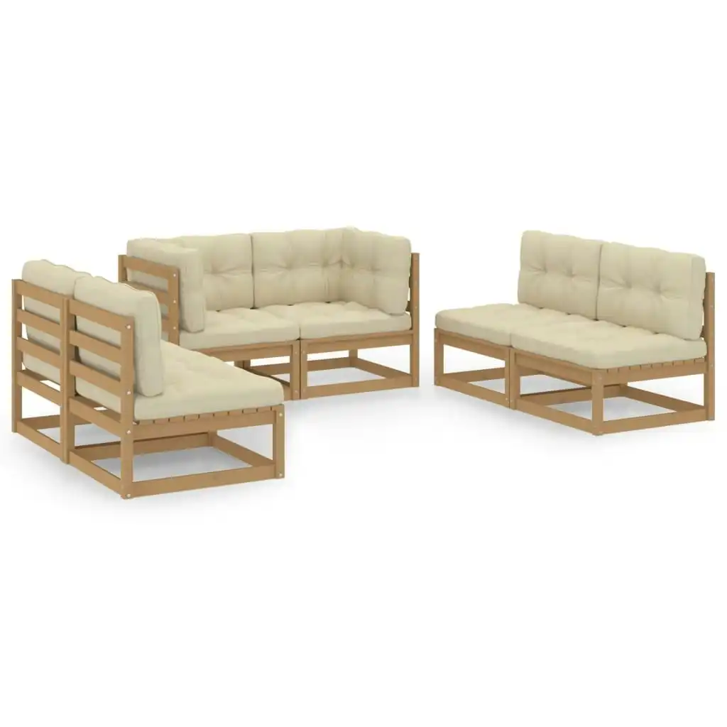 6 Piece Garden Lounge Set with Cushions Solid Pinewood 3076462