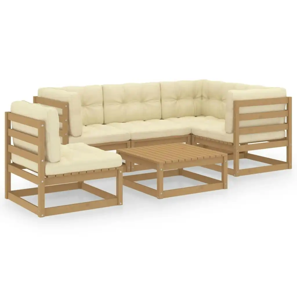 6 Piece Garden Lounge Set with Cushions Solid Pinewood 3076632