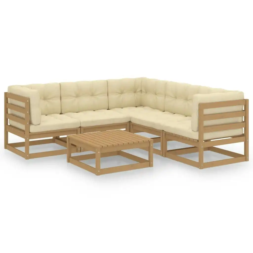 6 Piece Garden Lounge Set with Cushions Solid Pinewood 3076782