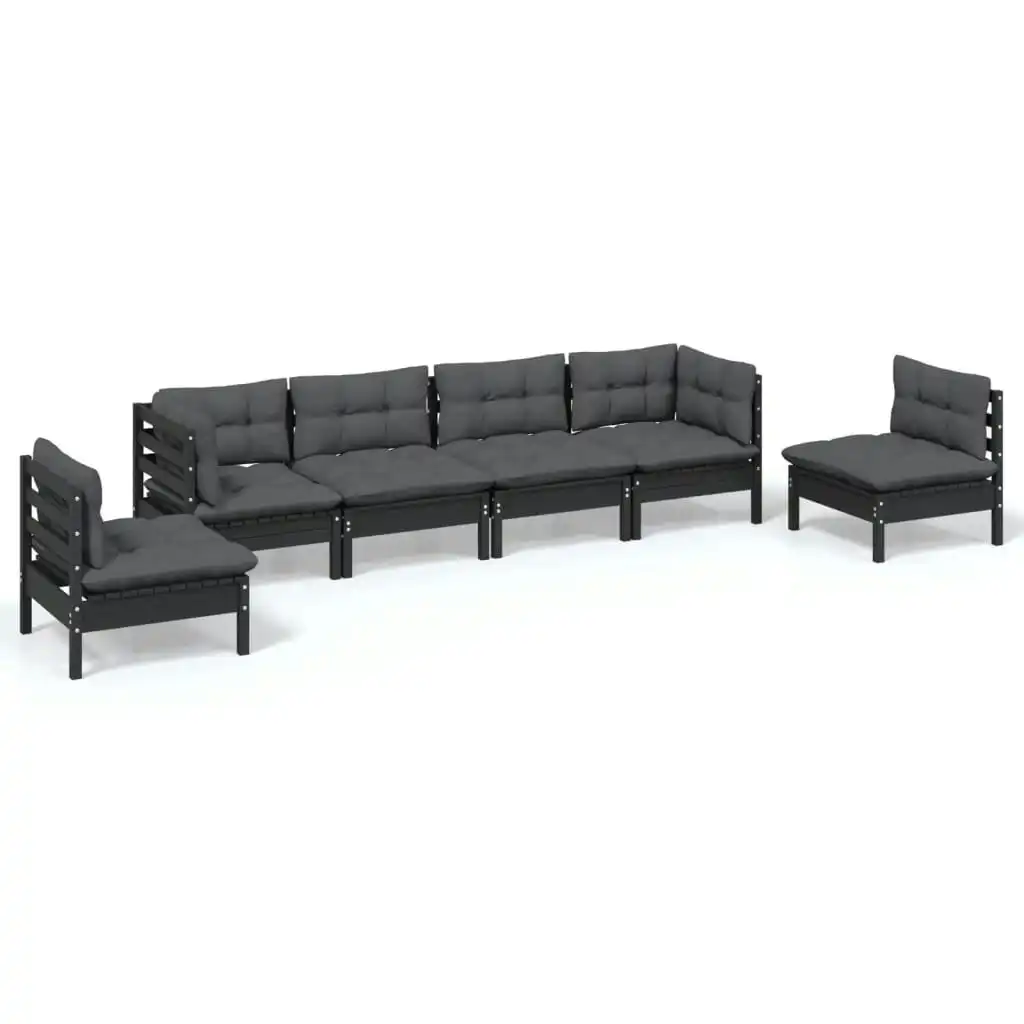 6 Piece Garden Lounge Set with Cushions Solid Pinewood 3096200