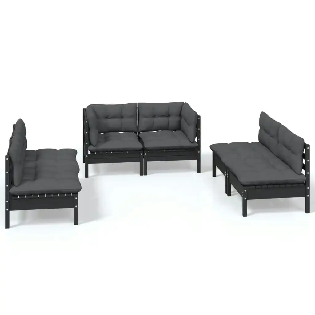 6 Piece Garden Lounge Set with Cushions Solid Pinewood 3096212