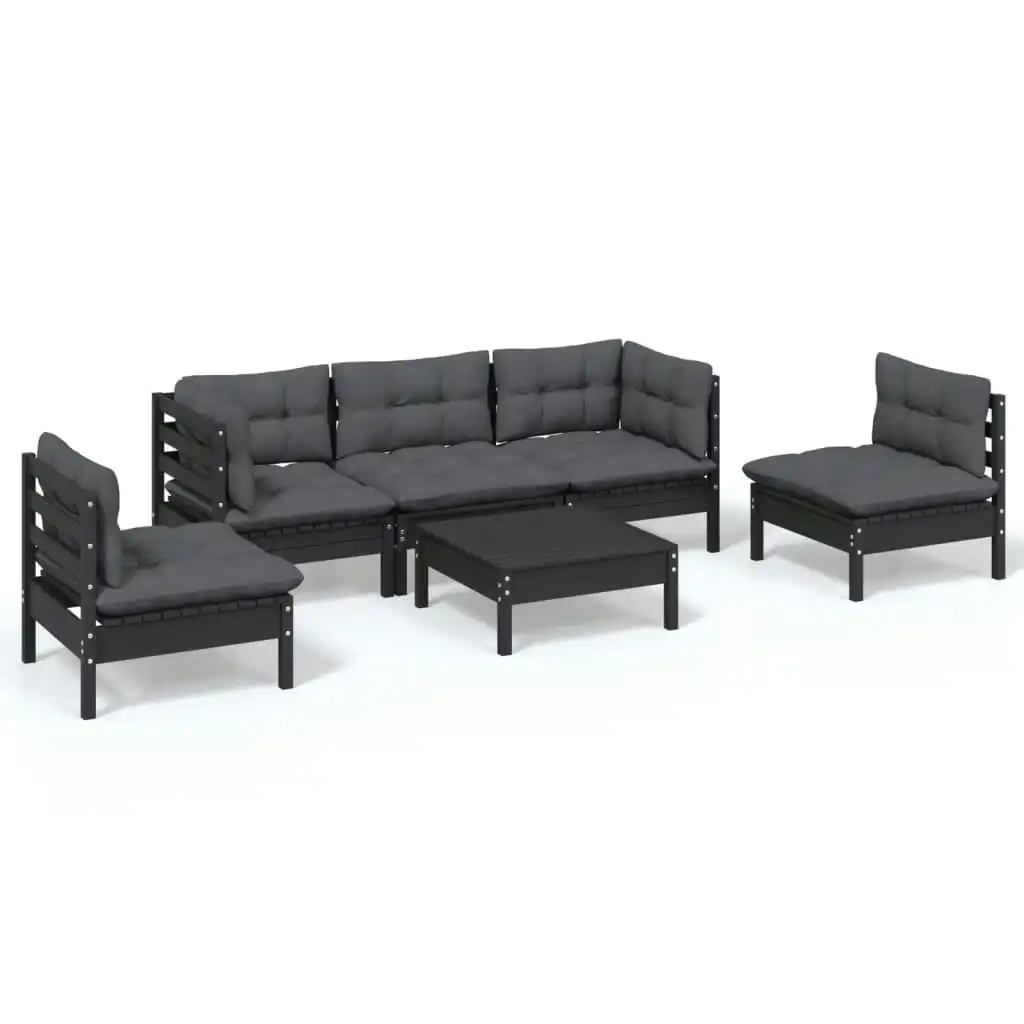 6 Piece Garden Lounge Set with Cushions Solid Pinewood 3096194