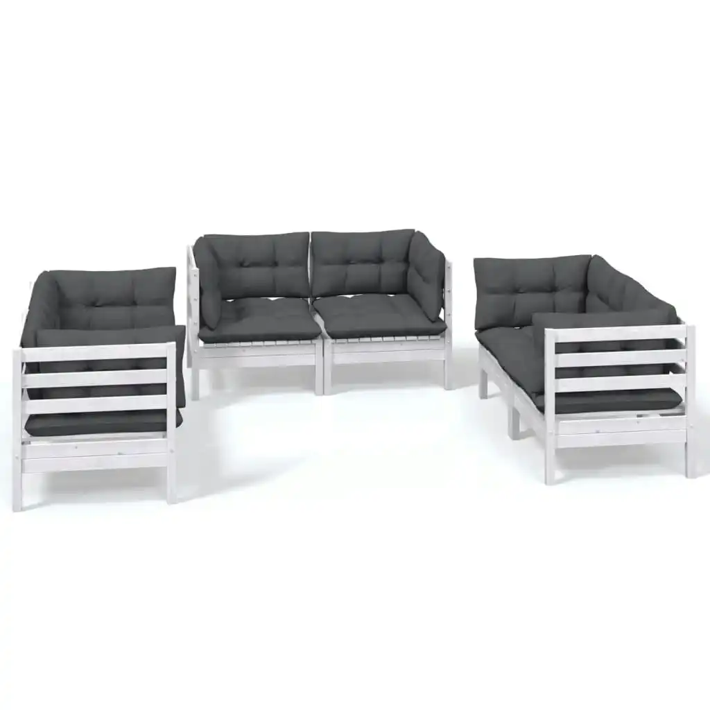 6 Piece Garden Lounge Set with Cushions Solid Pinewood 3096245