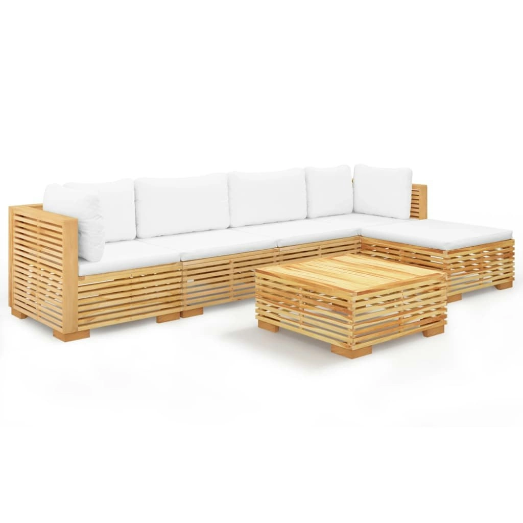 6 Piece Garden Lounge Set with Cushions Solid Teak Wood 3100897