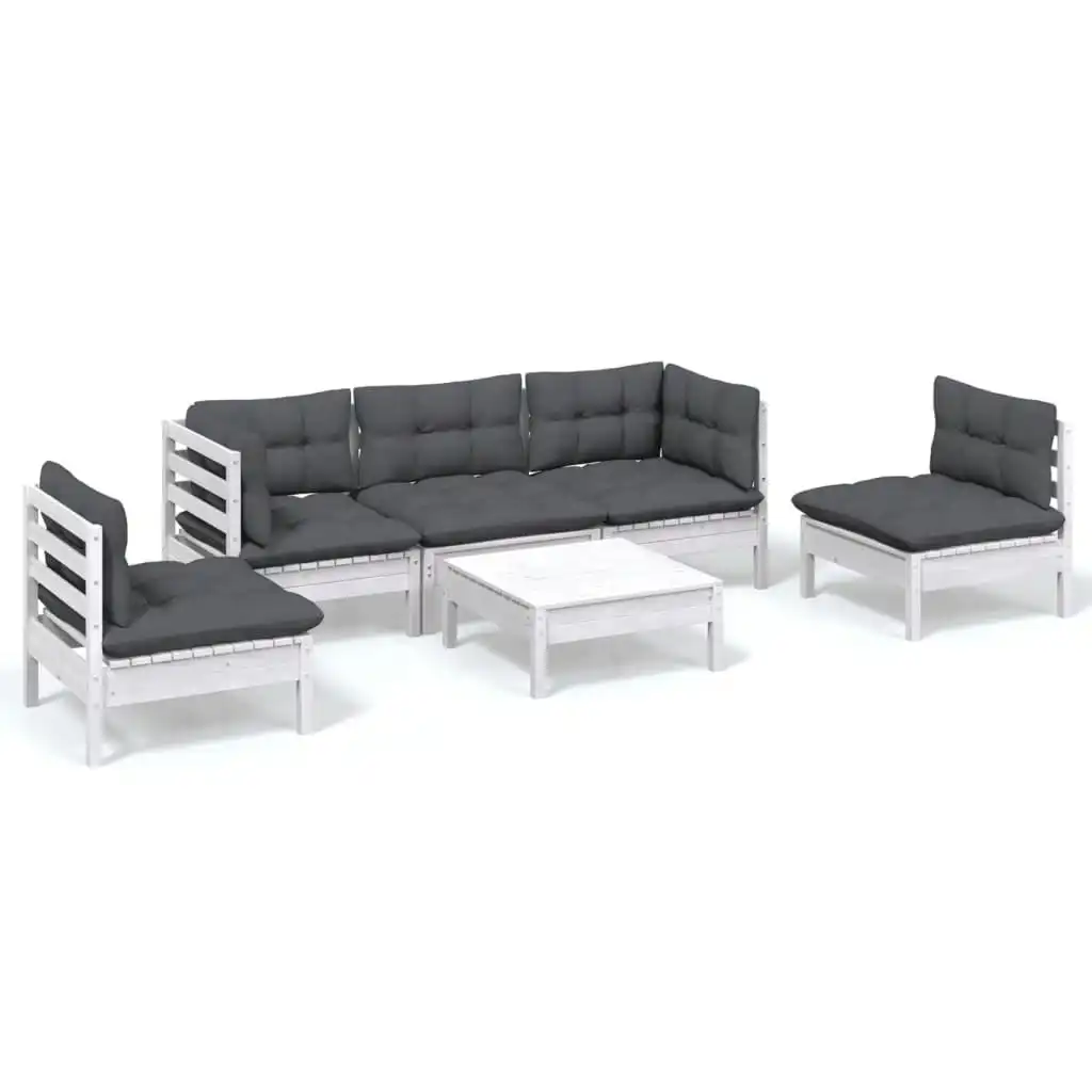 6 Piece Garden Lounge Set with Cushions Solid Pinewood 3096191