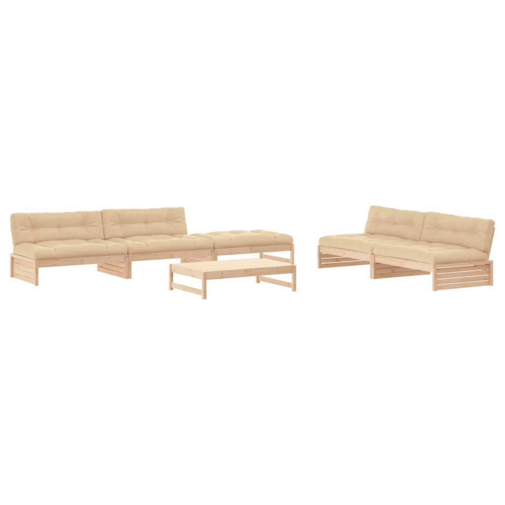 6 Piece Garden Lounge Set with Cushions Solid Wood 3186123