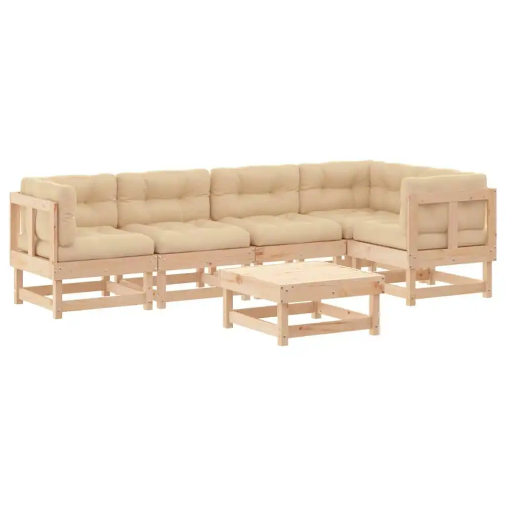 6 Piece Garden Lounge Set with Cushions Solid Wood 3185983