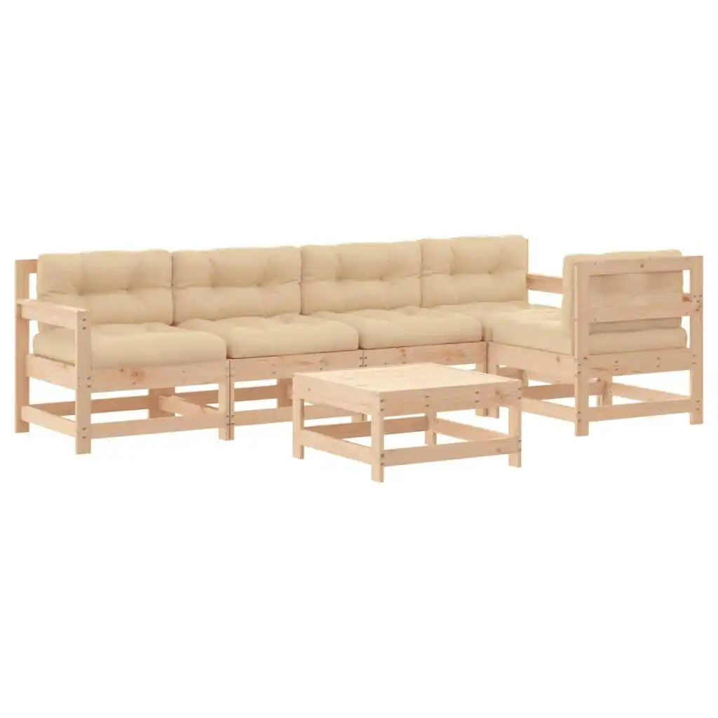 6 Piece Garden Lounge Set with Cushions Solid Wood 3185997