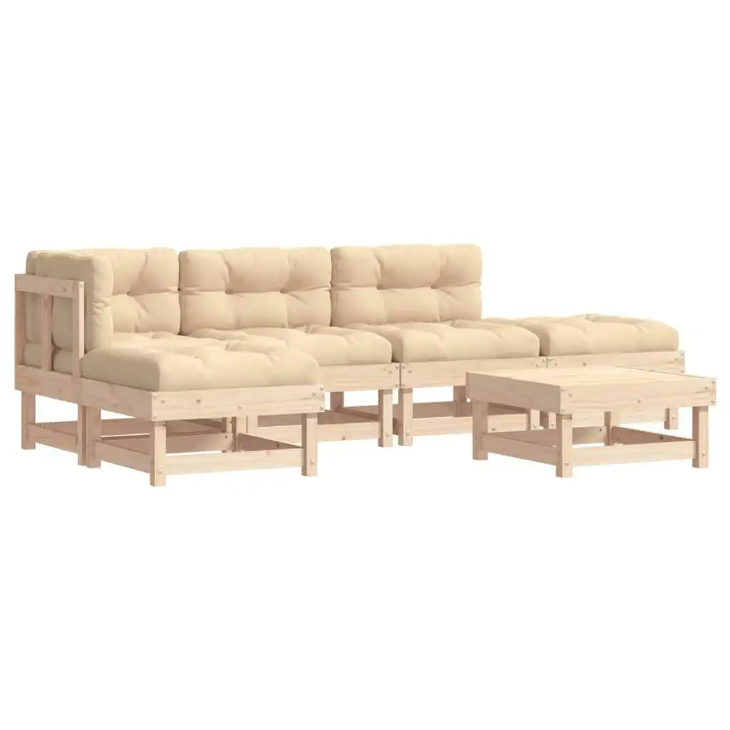 6 Piece Garden Lounge Set with Cushions Solid Wood 3185892