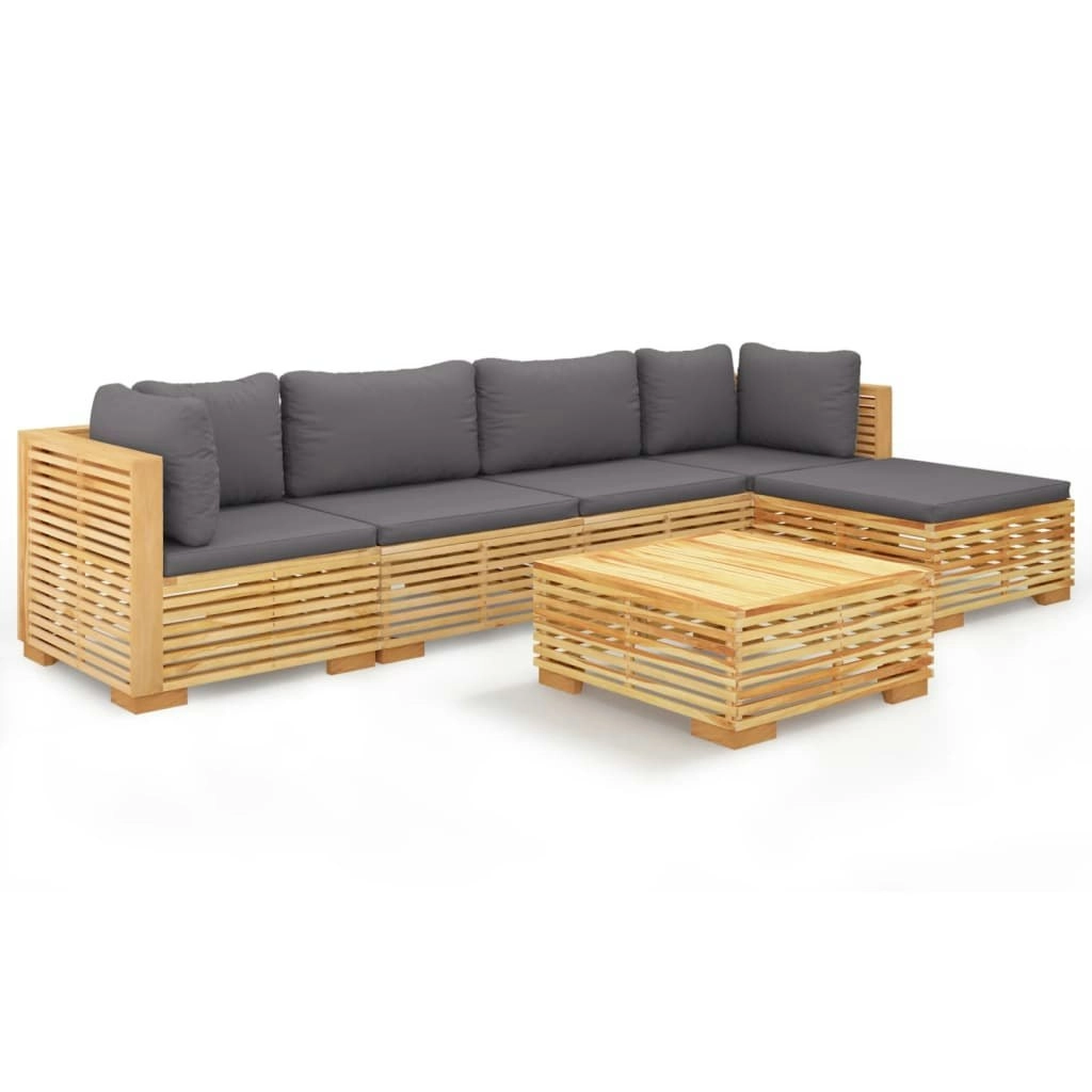 6 Piece Garden Lounge Set with Cushions Solid Teak Wood 3100898