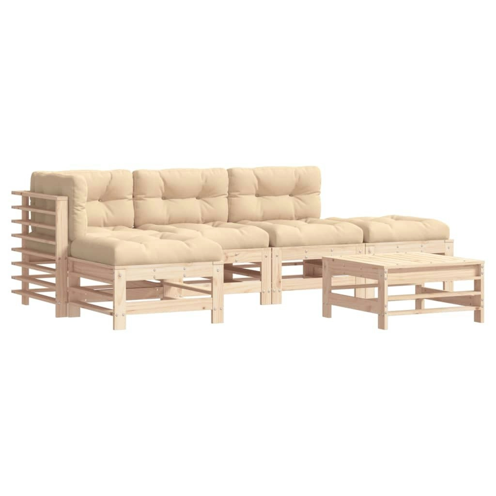 6 Piece Garden Lounge Set with Cushions Solid Wood 3185913