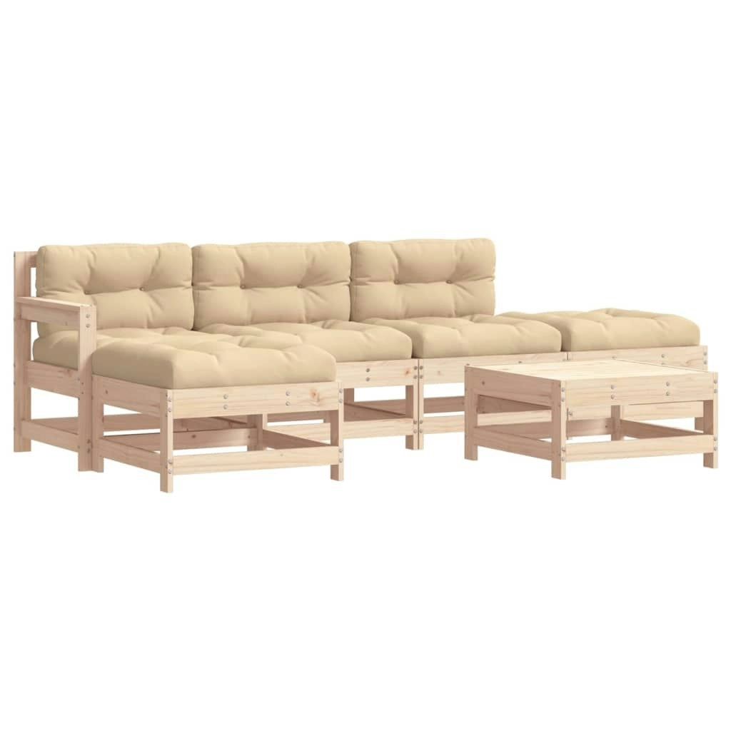 6 Piece Garden Lounge Set with Cushions Solid Wood 3185906