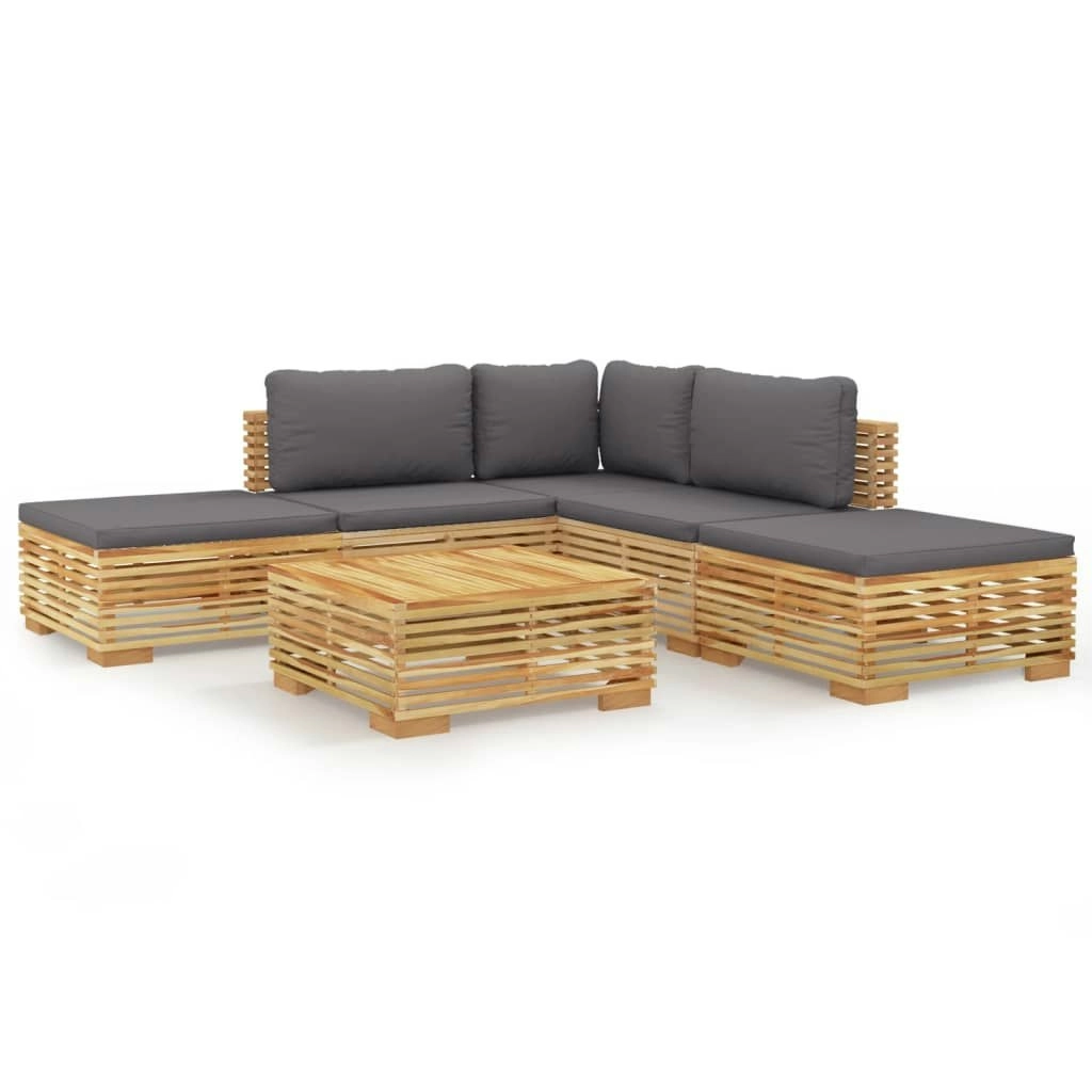 6 Piece Garden Lounge Set with Cushions Solid Wood Teak 3100854