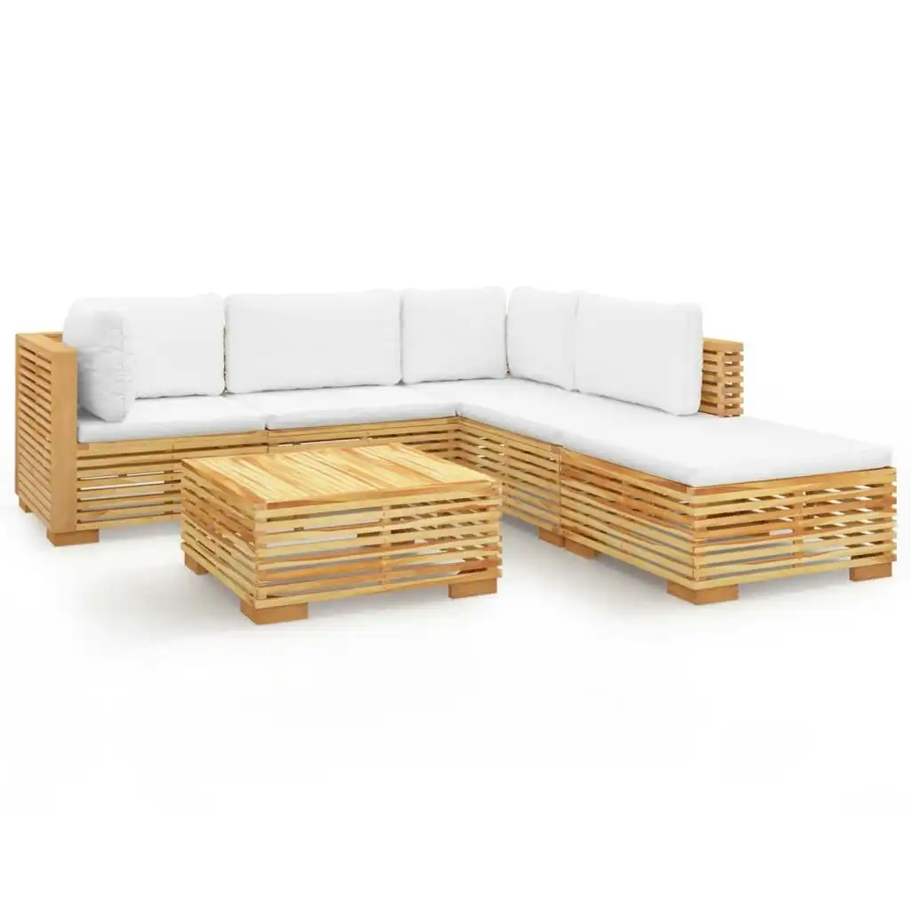 6 Piece Garden Lounge Set with Cushions Solid Wood Teak 3100859