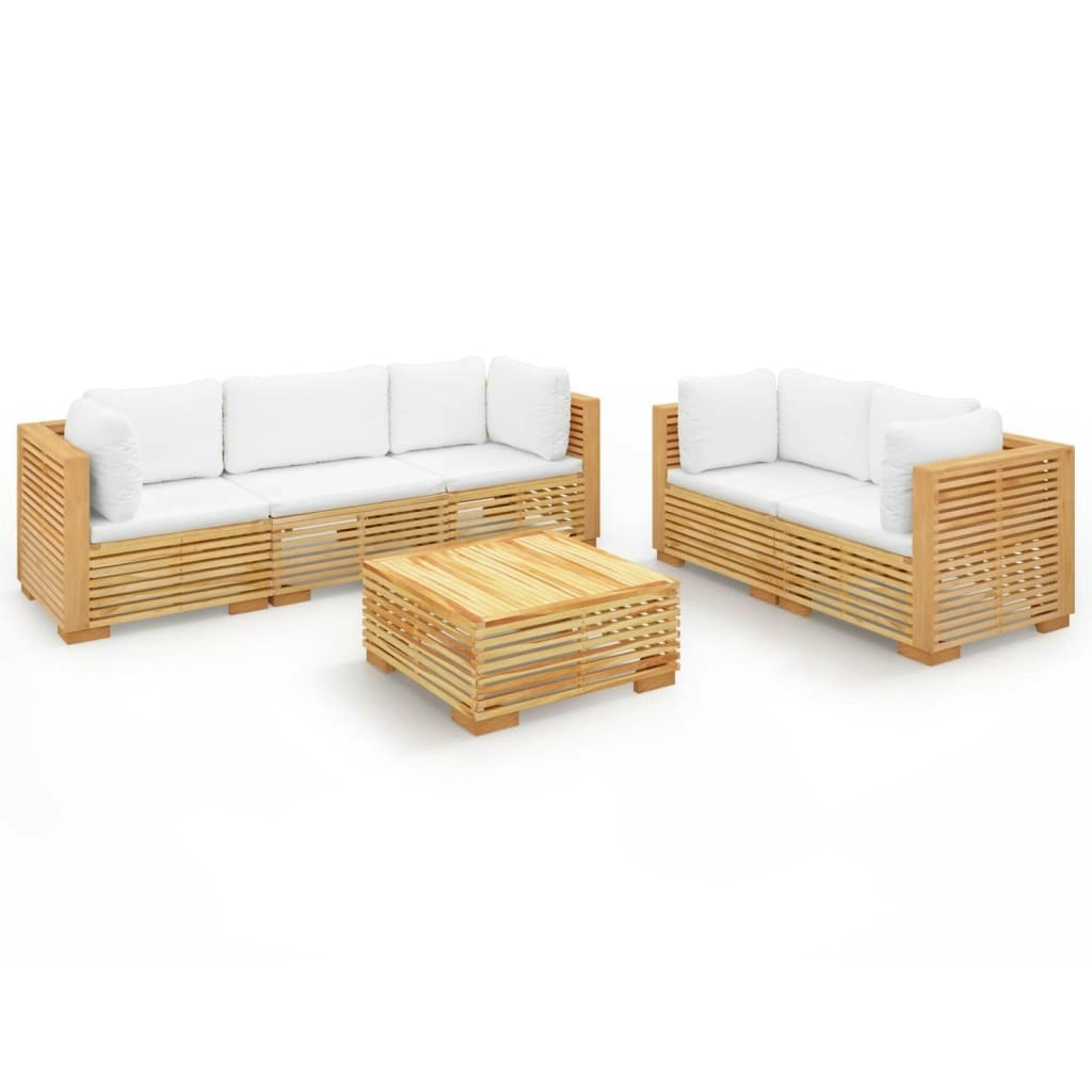 6 Piece Garden Lounge Set with Cushions Solid Wood Teak 3100871