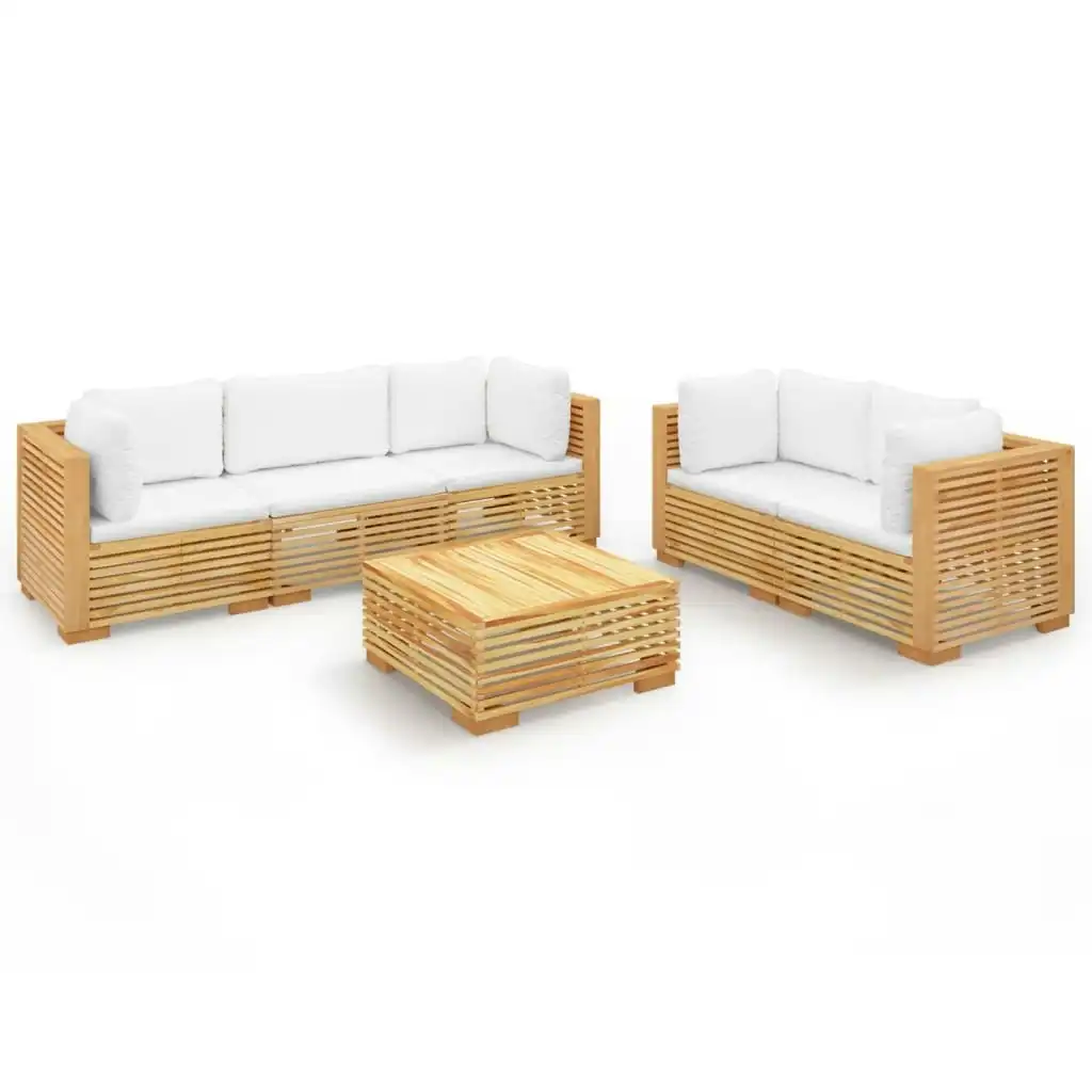 6 Piece Garden Lounge Set with Cushions Solid Wood Teak 3100871