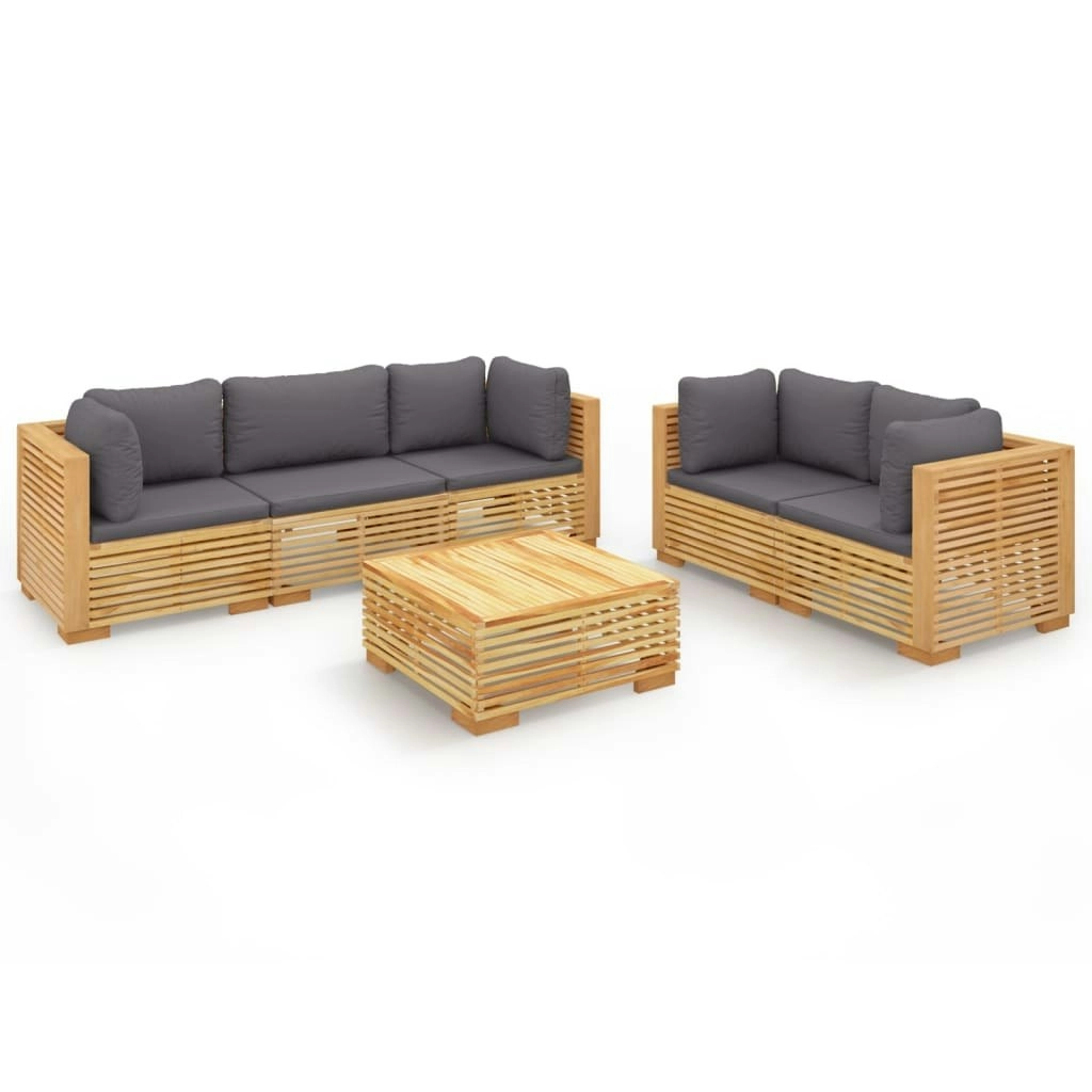 6 Piece Garden Lounge Set with Cushions Solid Wood Teak 3100872